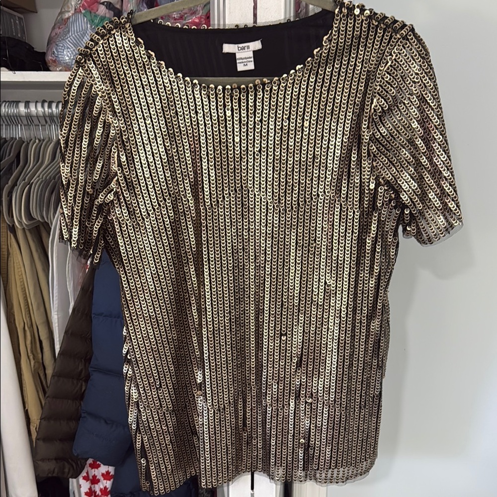 Bar III Gold Sequin Women's Top